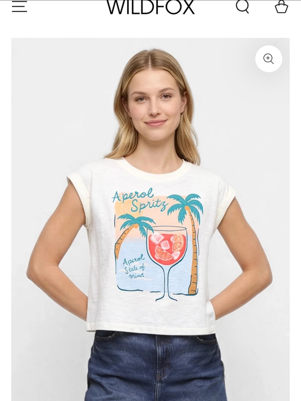 Wildfox White 'Aperol Spritz' Graphic Crop Tee